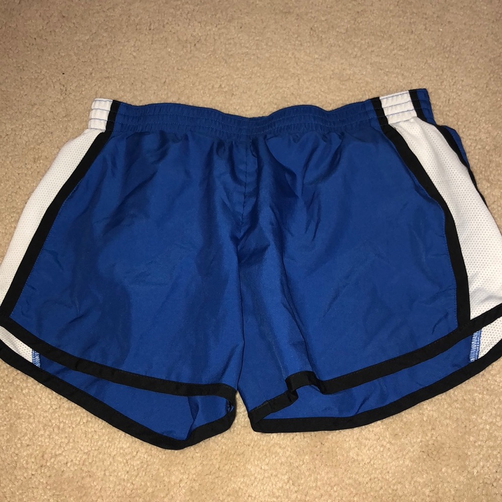 blue running shorts